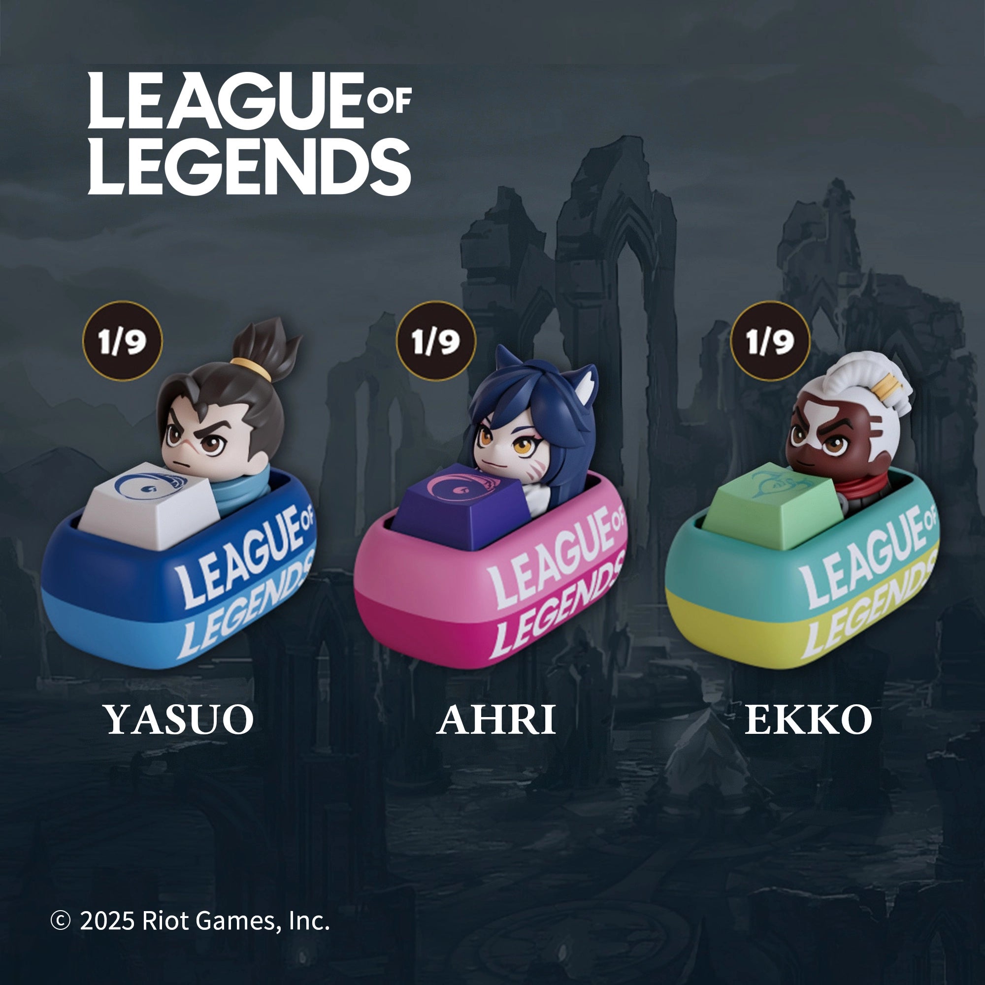 League of Legends blind box Yasuo, Ahri and Ekko keycaps